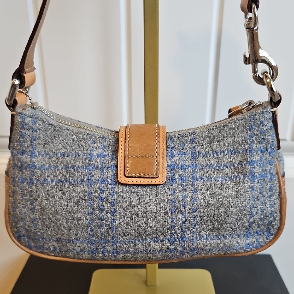 Rare Vintage 2003 Coach Soho Tweed Flap Baguette – Style #7565 – Blue/Grey - Picture 7 of 14